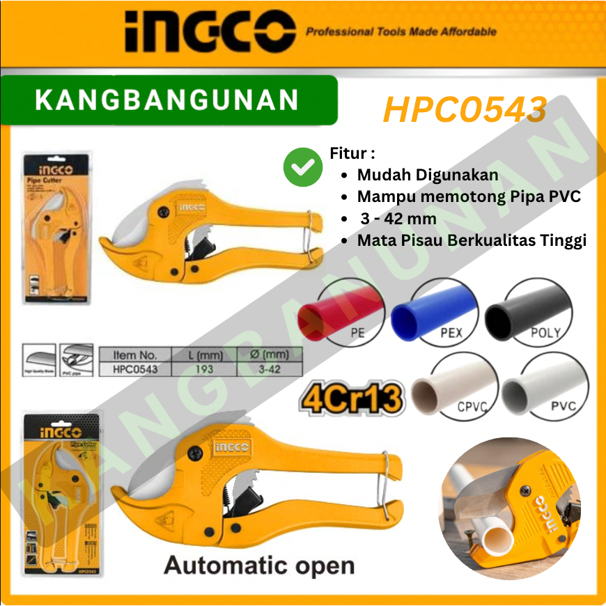 Jual Ingco Hpc Alat Potong Pipa Pvc Gunting Pipa Pvc Pipe Cutter