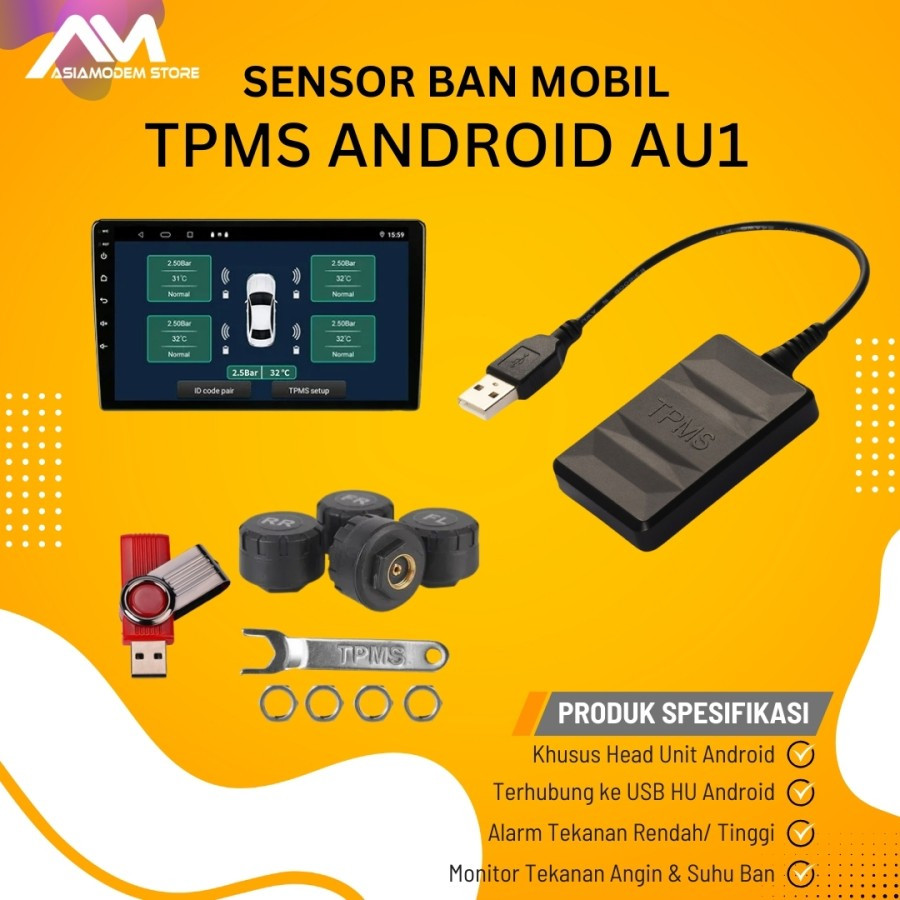 Jual TPMS Untuk HeadUnit Android USB Sensor Tekanan Angin Suhu Ban ...