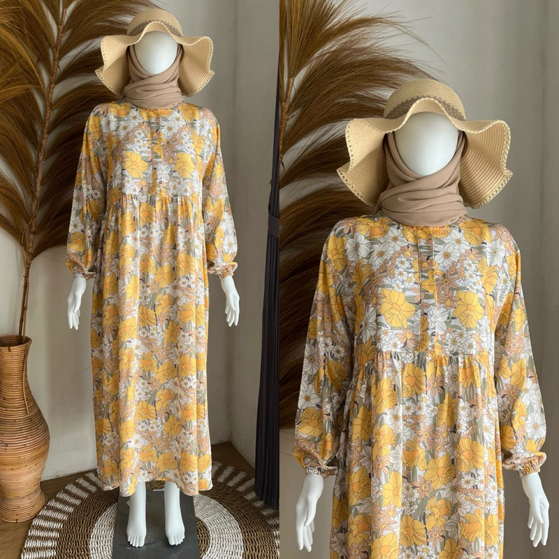 Gamis Dewasa Aisyah LD 110cm PB 130 cm - Baju Gamis Santai Harian Bahan Rayon Premium