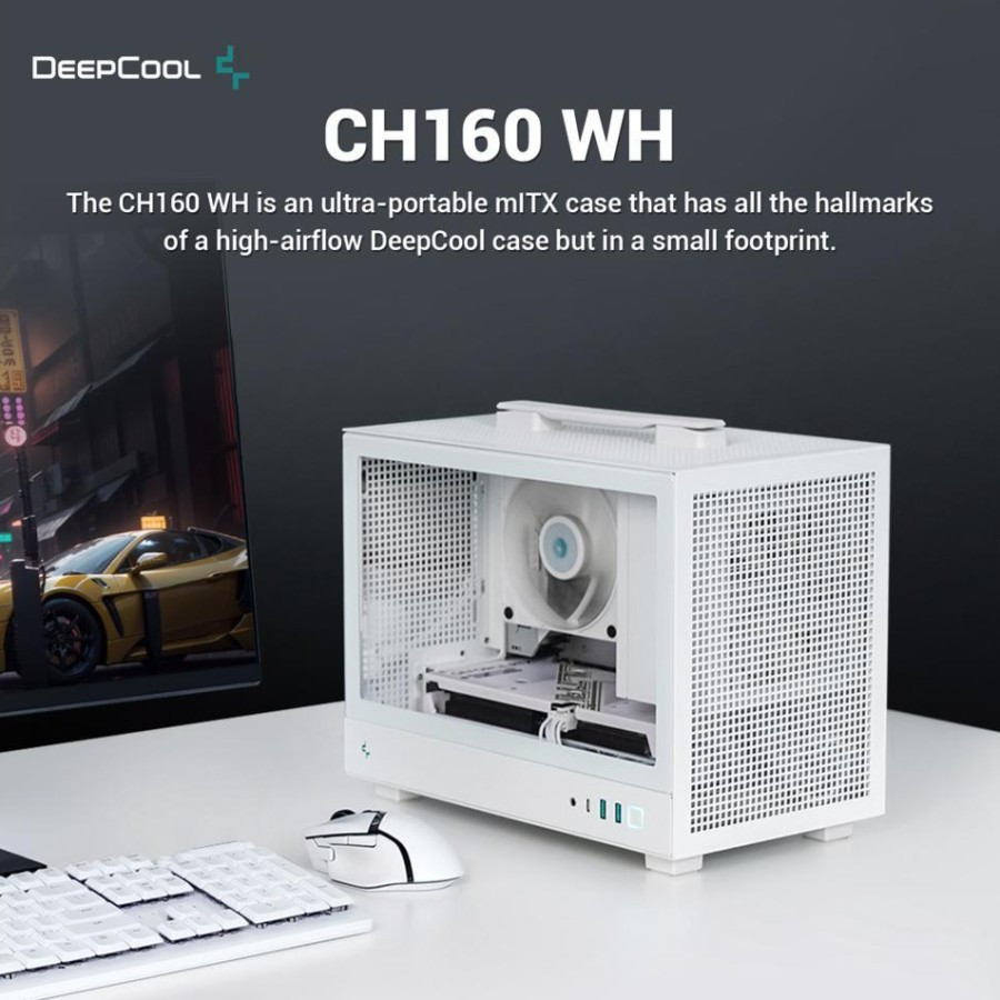 Jual DEEPCOOL CH160 WHITE MINI ITX SFF PC CASE CASING GAMING CHASSIS ...