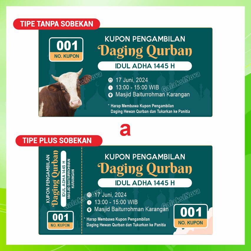 Jual Cetak Kupon Voucher Pengambilan Daging Hewan Kurban Bisa Custom ...