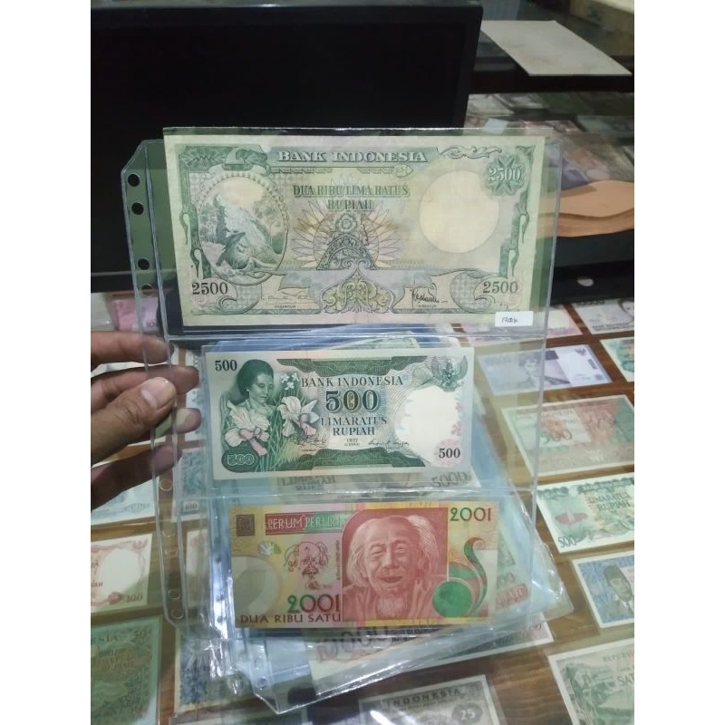 Jual reffil/reffill/refil album uang kertas sekat 3 warna bening isi 10 ...
