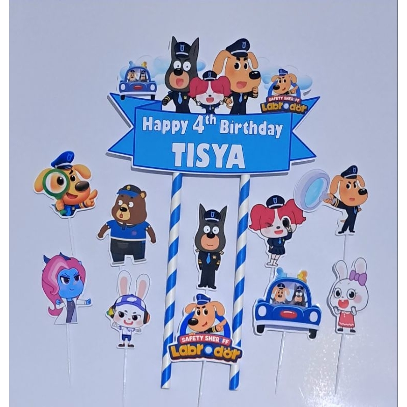 Jual TOPPER CAKE GAMBAR KARTUN LABRADOR BISA CUSTOM NAMA | Shopee Indonesia