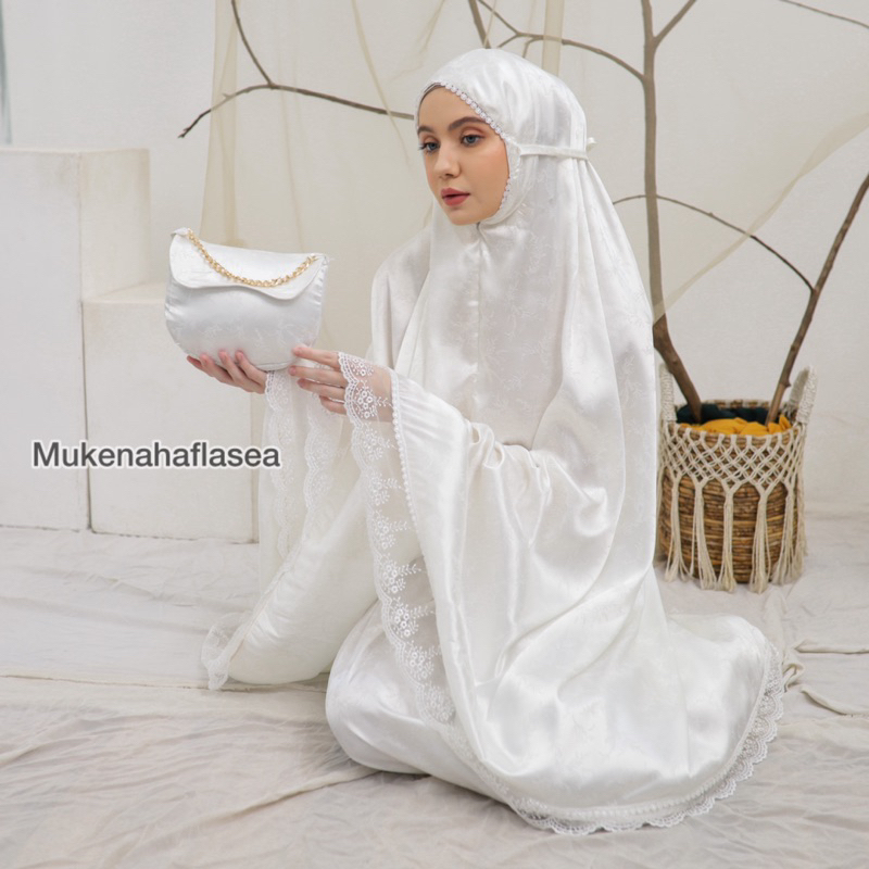 mukena dewasa 2in1 armaniya silky jaguar premium renda tile mewah