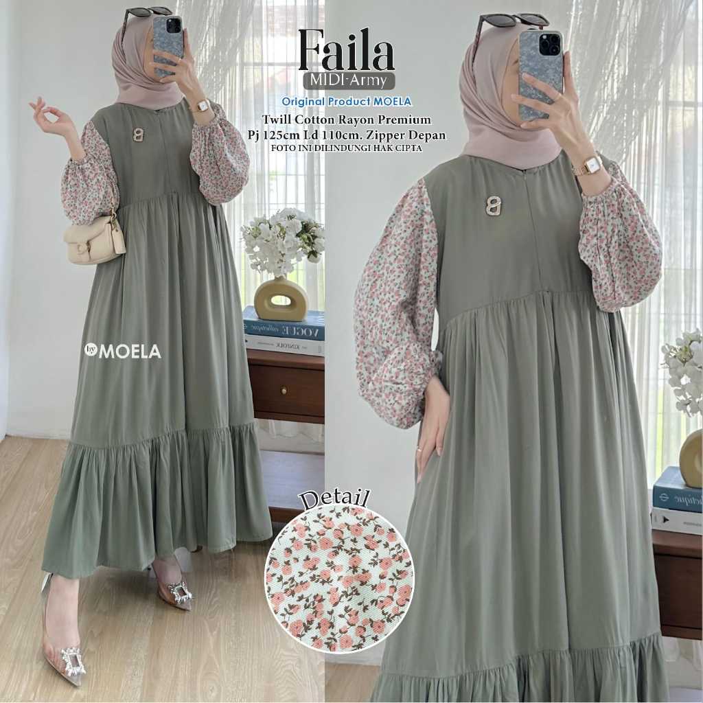 Jual Faila Midi Dress Motif / Moela Brand | Shopee Indonesia