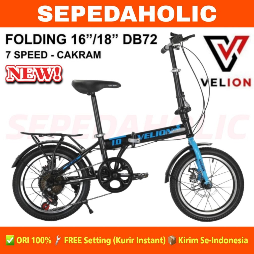 Jual Sepeda Lipat Anak VELION DB72 Ukuran 16 18 20 Inch Rem Cakram 7 ...