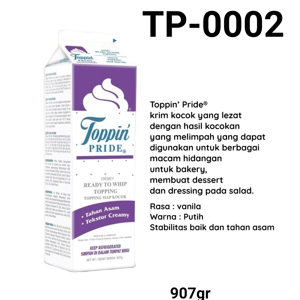 Jual BOMBASTIS TP2 Topping pride whip whipping cream vegan Nabati plant ...