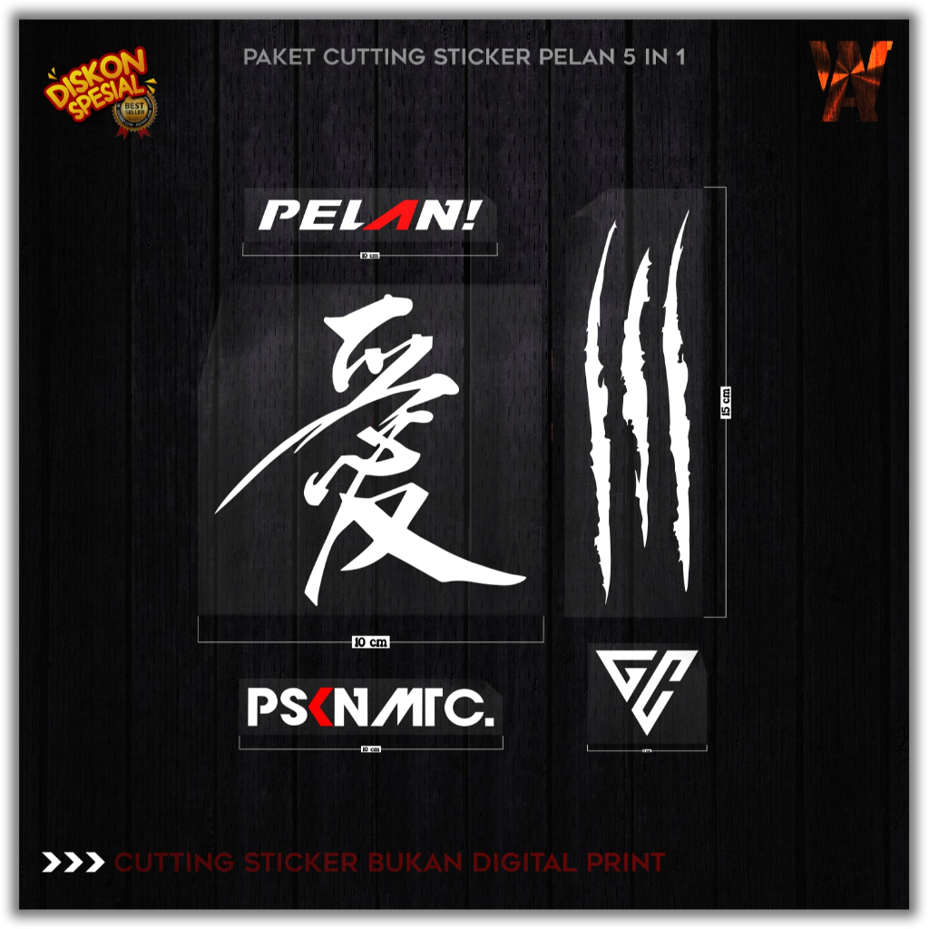 Jual CUTTING STICKER PAKET PELAN 5IN1 cakar monster kanji gc psknmtc ...