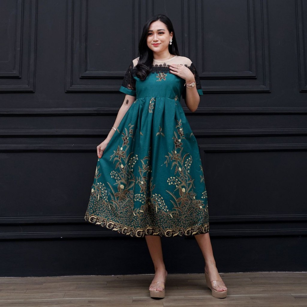 DRESS BATIK MODERN DRESS PESTA TRENDY COUPLE KEMEJA BATIK LENGAN PANJANG