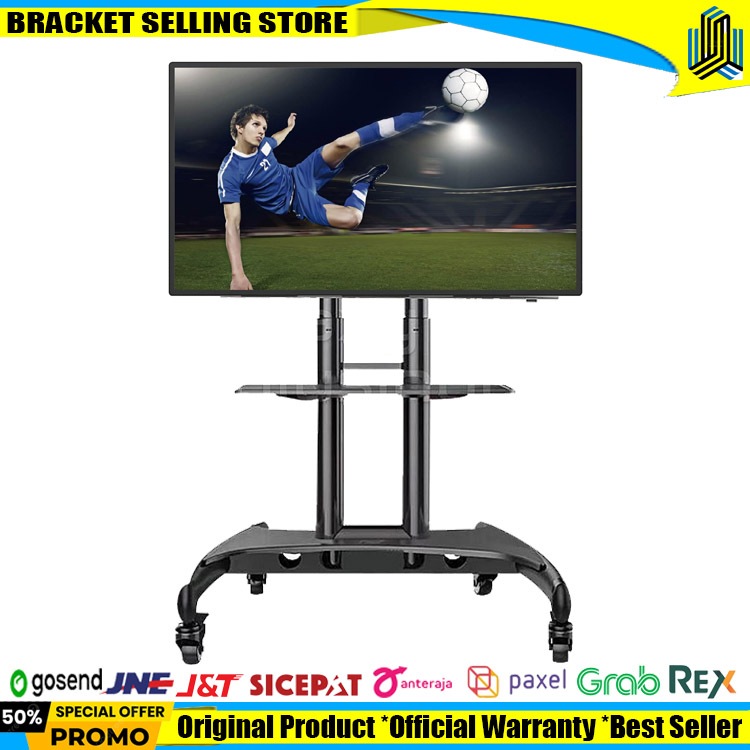 Jual bracket tv standing roda 32 40 42 43 50 55 60 65 70 75 80 inch ...
