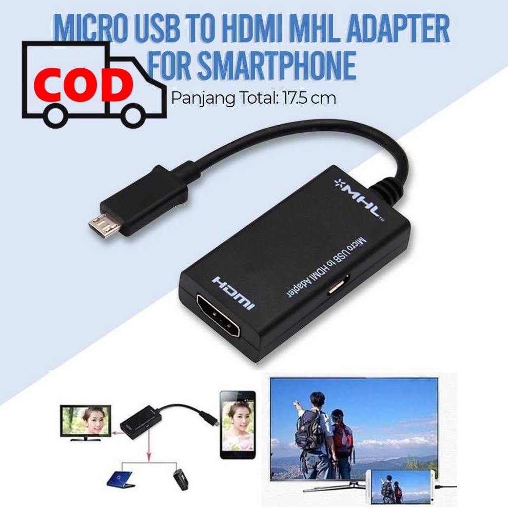 Jual KODE D64C Kabel Konektor HP MHL ke TV Micro USB to HDMI Adapter ...