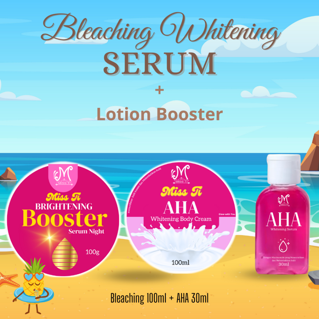 Jual Paket Booster lotion Bleaching dan AHA Serum pink 30ml Whitening ...