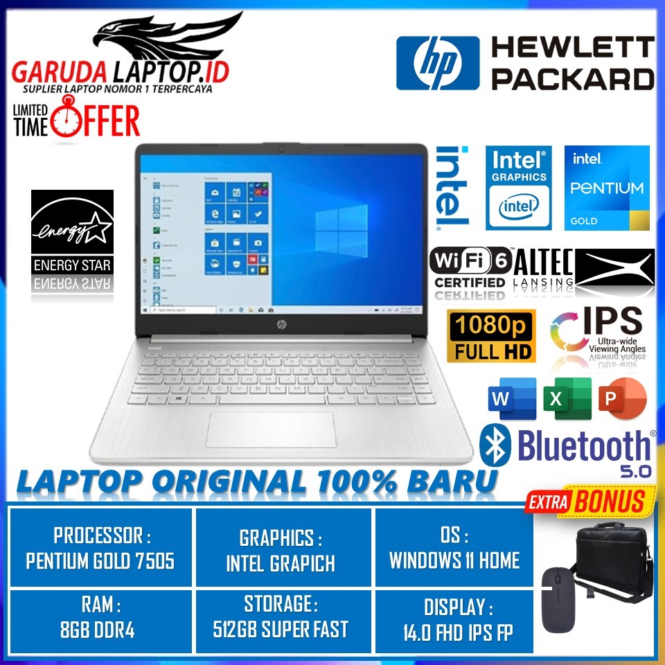 Jual LAPTOP HP STREAM 14 INTEL PENTIUM GOLD 7505 4GB 128GB 14.0 FHD IPS ...