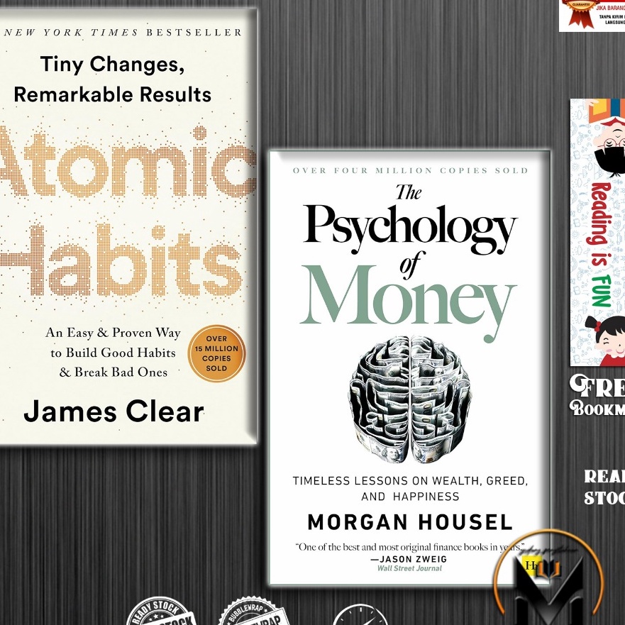Power+ Atomic Habits And Psychology Of Money 3 Book Collection Set – James Clear, Paperback, USA Stock