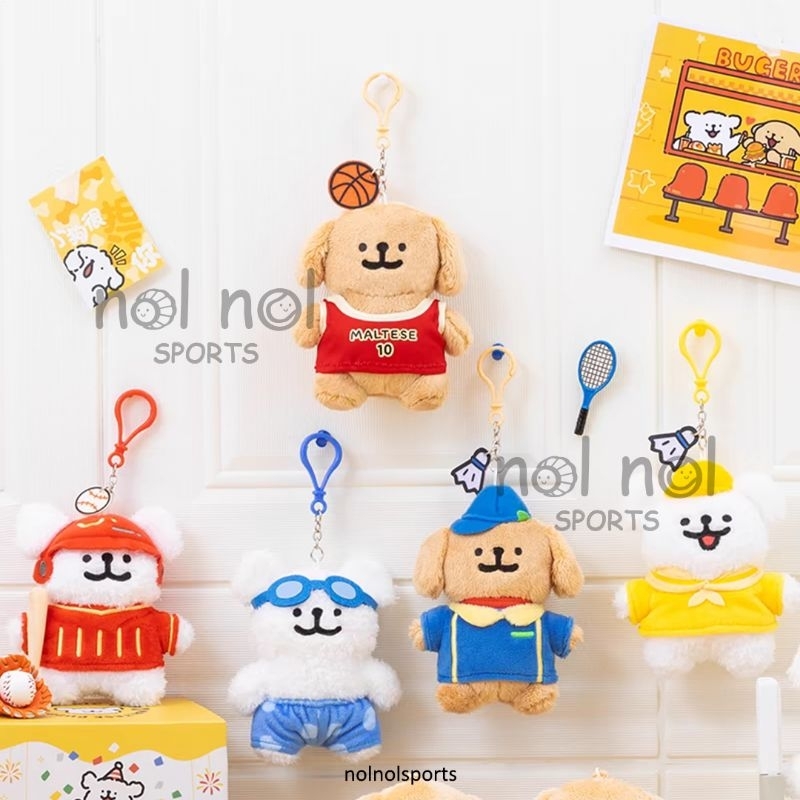 Jual NNS maltese dog sports doll badminton basket swimming boneka anjing lucu ganci keychain gantungan tas mobil Shopee Indonesia