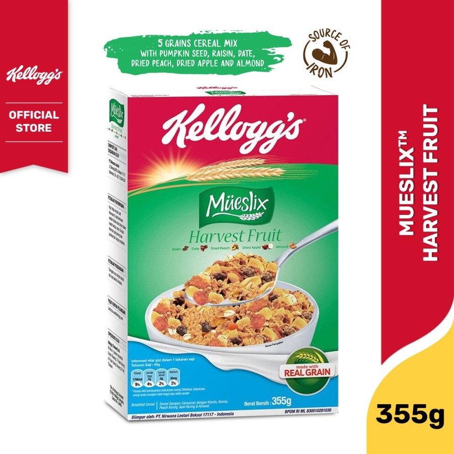 Jual Kelloggs Mueslix Harvest Fruit Cereal 355g Shopee Indonesia