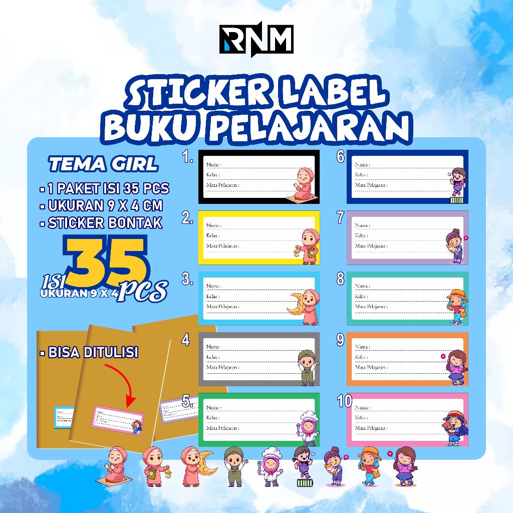 Jual [TEMA GIRL] STICKER LABEL BUKU PELAJARAN ISI 35 PCS | Shopee Indonesia