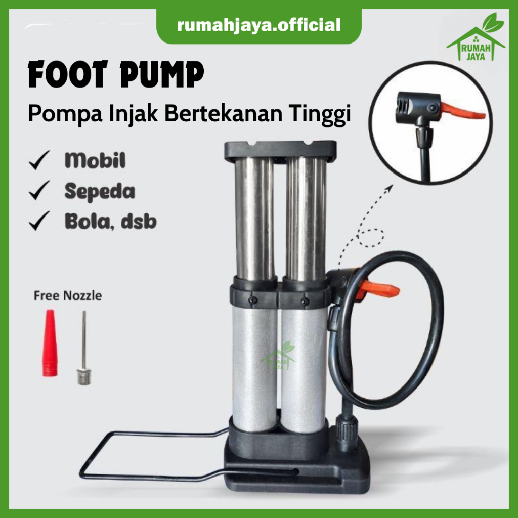 Jual RJO - Pompa Angin Injak Ban Sepeda Motor Mobil 160psi / Portable ...