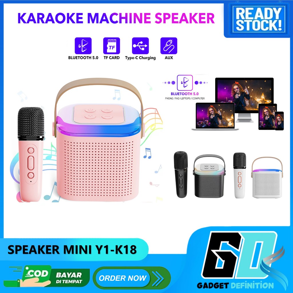 Jual Speaker bluetooth mini karaoke 2Mic 1 Set RGB Hi-Fi Sounds ...