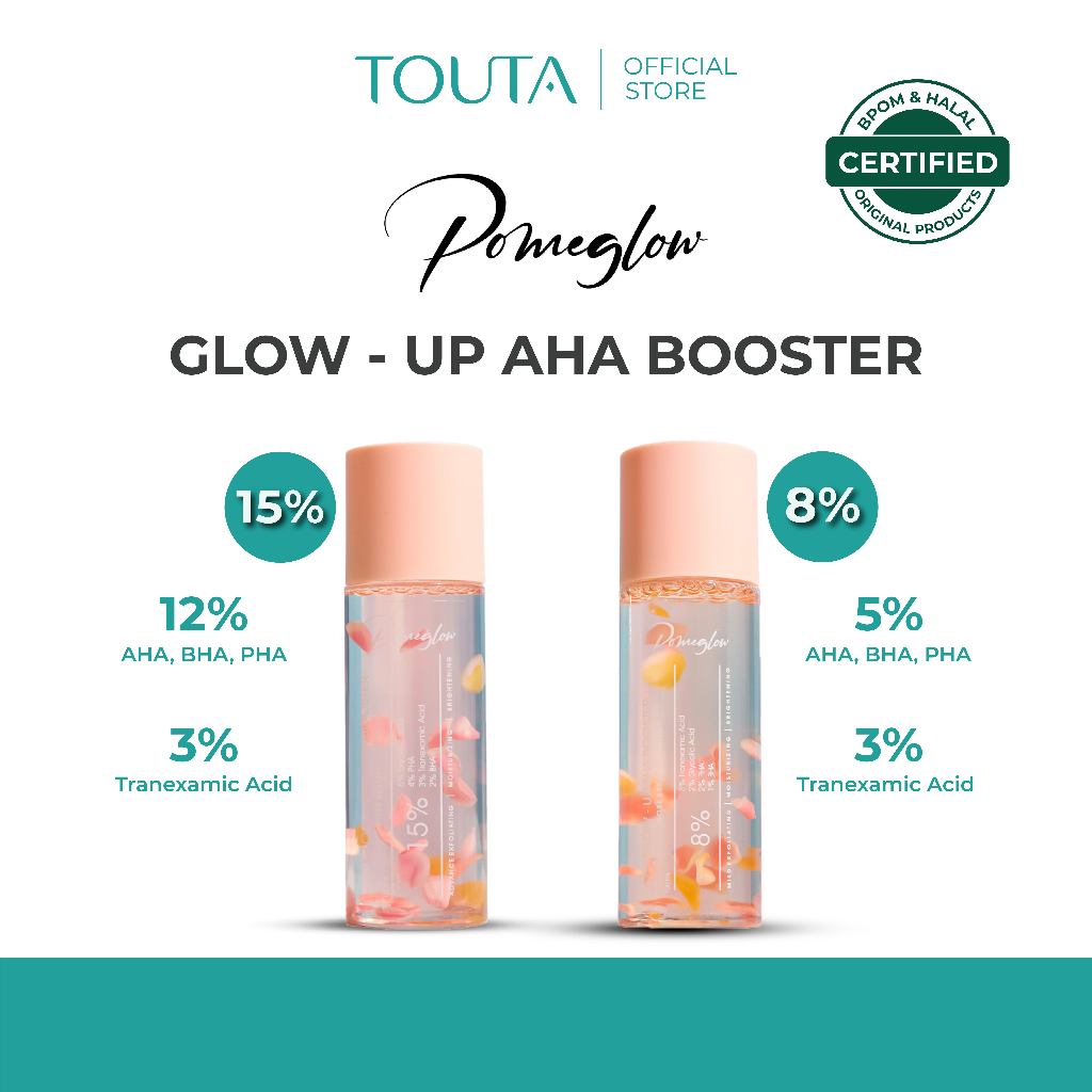 Jual POMEGLOW Glow Up AHA Booster Rose Essence Toner Exfoliating Face