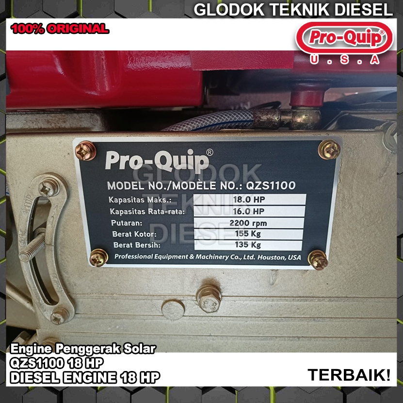 Jual Proquip Mesin Diesel 18 PK QZS 1100 Radiator Lampu 18.0 HP Engine ...