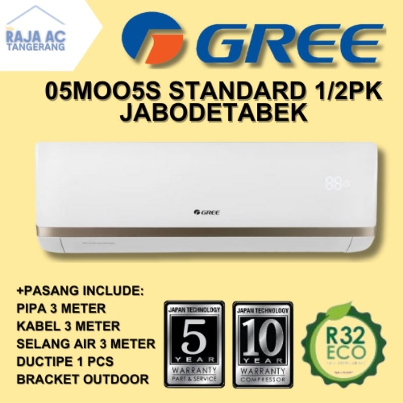 Jual AC Gree 1/2 PK 05M00 Standard FREE PASANG + AKSESORIS Raja AC ...
