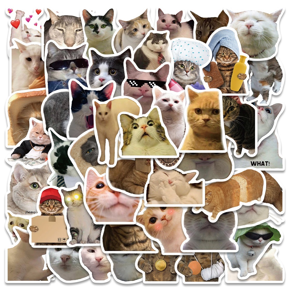 Jual COD 50PCS Cat Emoticons ins Stiker lucu kucing Anti Air Stikers ...