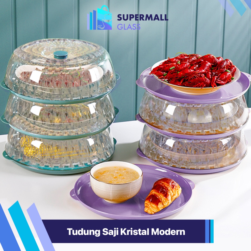 Jual KODE L39E Supermall Glass COD Tudung Saji Makanan 3 4 Susun ...