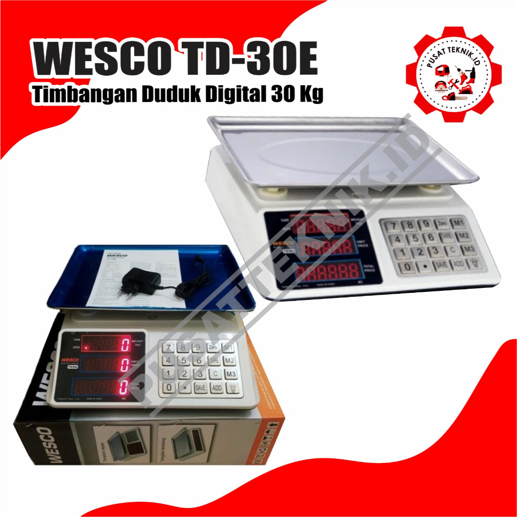Jual WESCO 30KG TD30E TERMURAH TIMBANGAN DUDUK DIGITAL WESCO 30KG TD30E ...