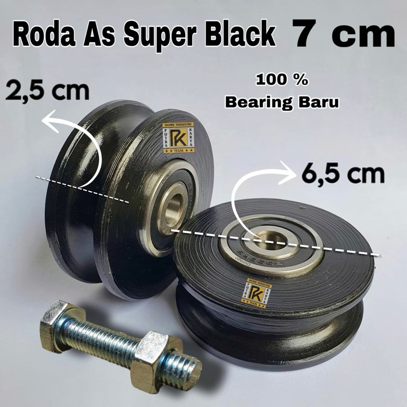 Jual Roda Bubut super Black 7cm Untuk rumah roda 7cm Tanpa Casing Roda ...