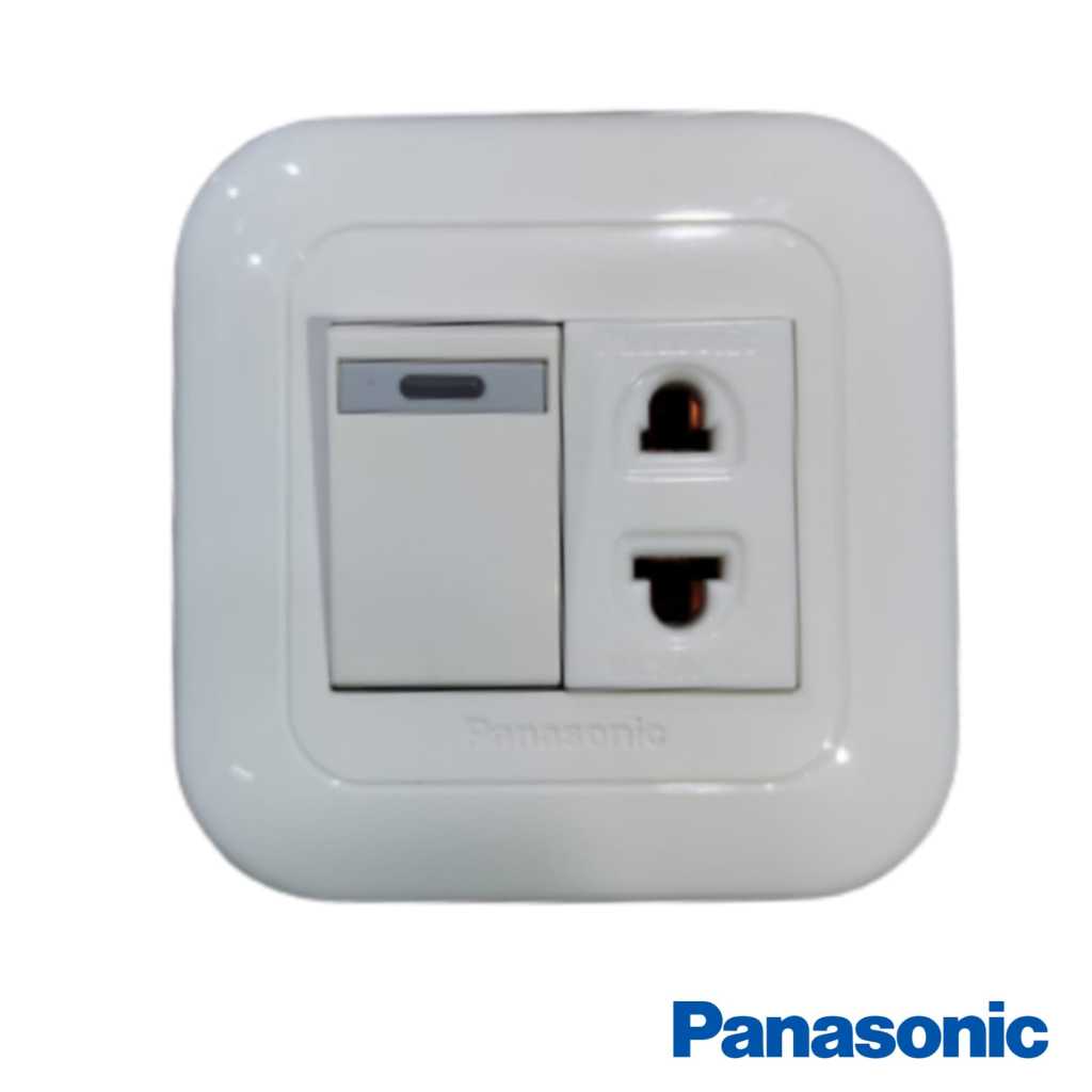 Jual PANASONIC Saklar Tunggal 1G INDIKATOR Lampu + Stop Kontak ...
