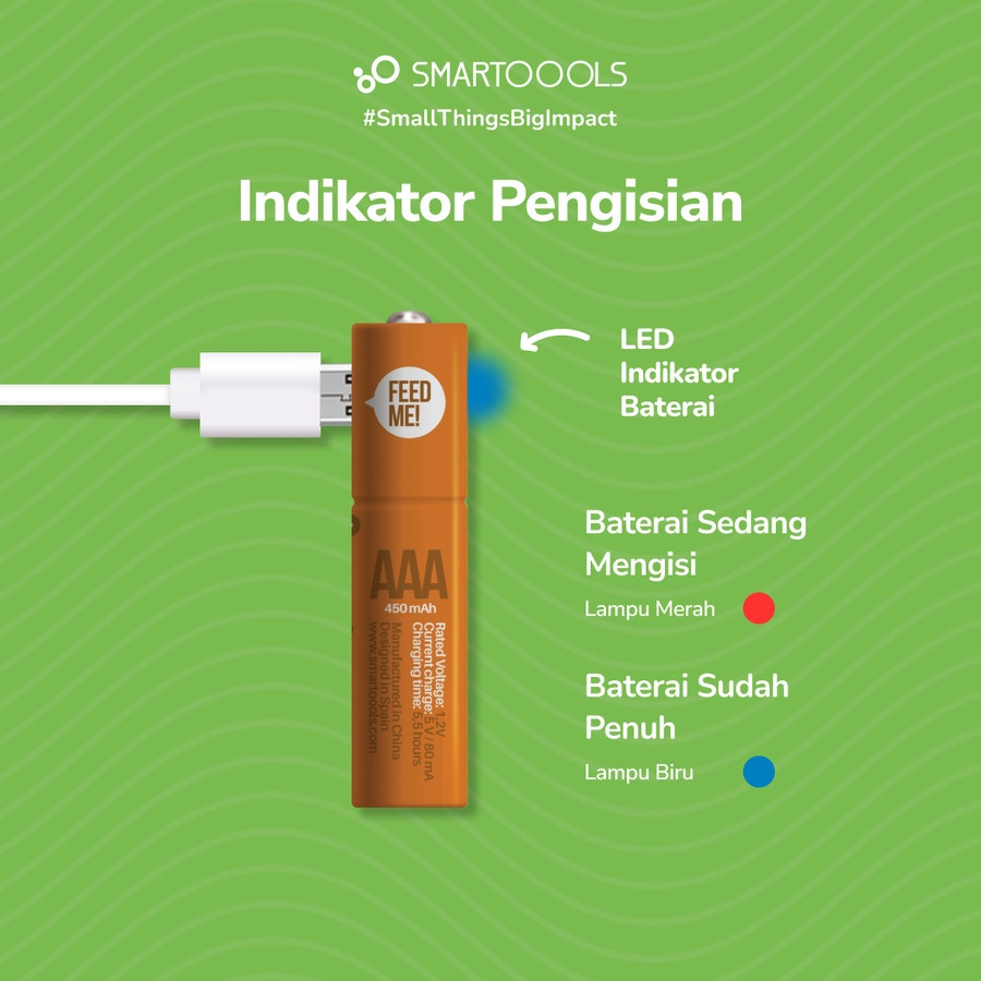 Jual Baterai Cas Isi Ulang 2pcs Smartoools MicroBatt AAA 1.2V Micro USB ...