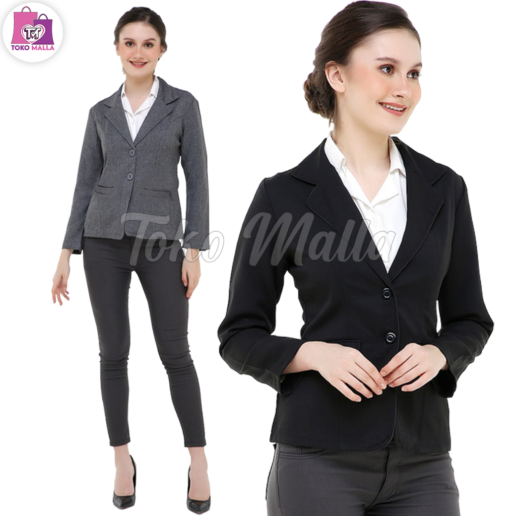Jual Blazer Kancing 2 Atasan Formal Wanita Kantoran Baju Kerja Kantor 