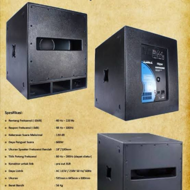 Jual Subwoofer Aktif Double power Huper 18 inch SRP118Se Original resmi ...