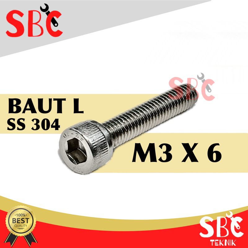 Jual Baut L SS304 M3 x 6 Stainless Steel 304 Socket Cap Screw SUS304 ...