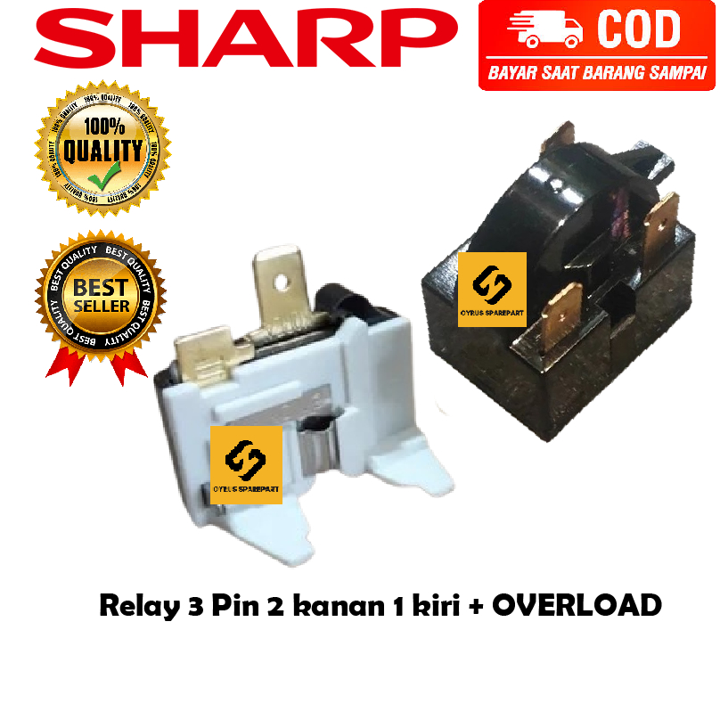 Jual Relay 3 Pin 2 kanan 1 kiri + Ptc Overload Kulkas SHARP 1 pintu / 2 ...