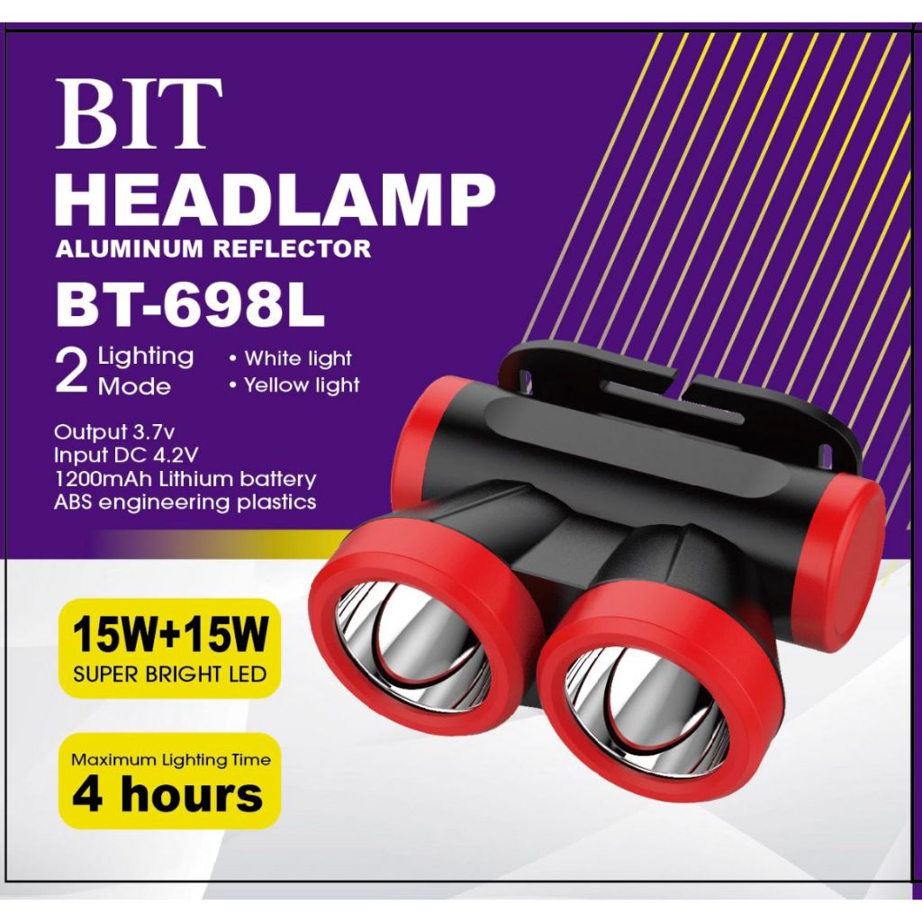 Jual Bit Head Lamp BT-698L Alumunium Reflector 2 cahaya Kuning Putih ...