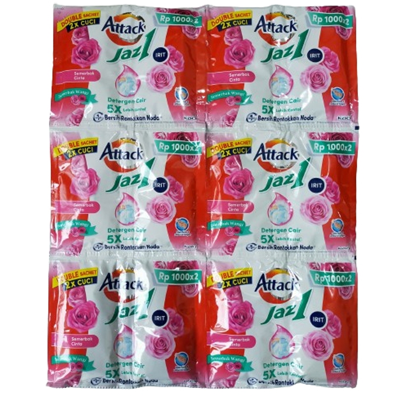 Jual Attack Jaz1 Detergen Cair Cuci Baju 1 Renteng 12 Sachet 6 x 76g ...