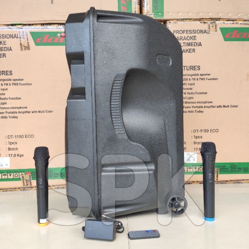 Jual Speaker Portable DAT DT 1150 Party 15 inch 2 Mic Wireless | Shopee ...