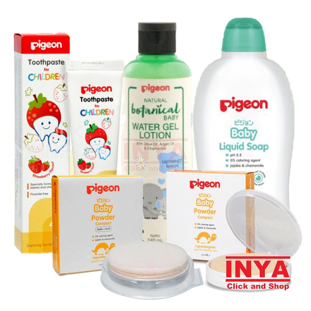 Jual Pigeon Baby Powder Compact & Toothpaste Botanical Baby Liquid ...