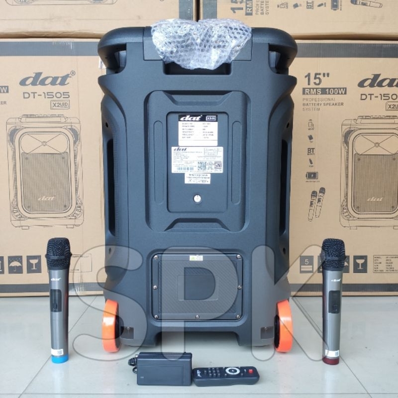 Jual Speaker Portable DAT DT 1505 X2 15 inch 2 Mic Wireless | Shopee ...