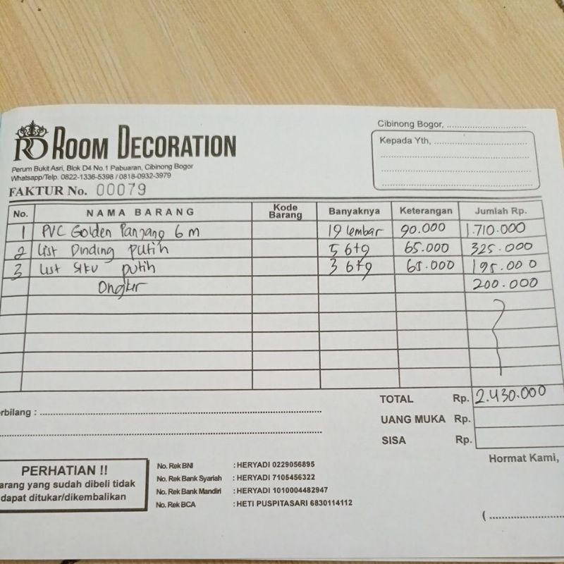 Jual Invoice Order Plafon PVC Golden Atap Rumah Modern Minimalis Tahan ...