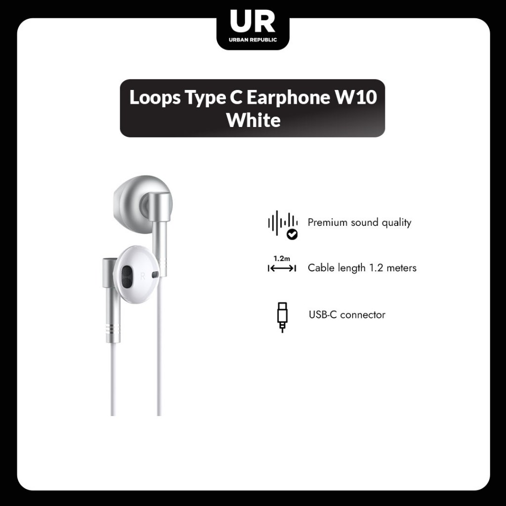 Jual Loops Type C Earphone W10 - White | Shopee Indonesia