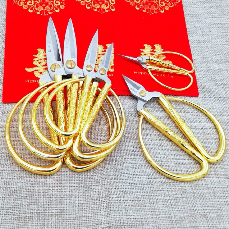 Jual Joyful Gunting Emas Pernikahan Dragon Phoenix High Quality ...
