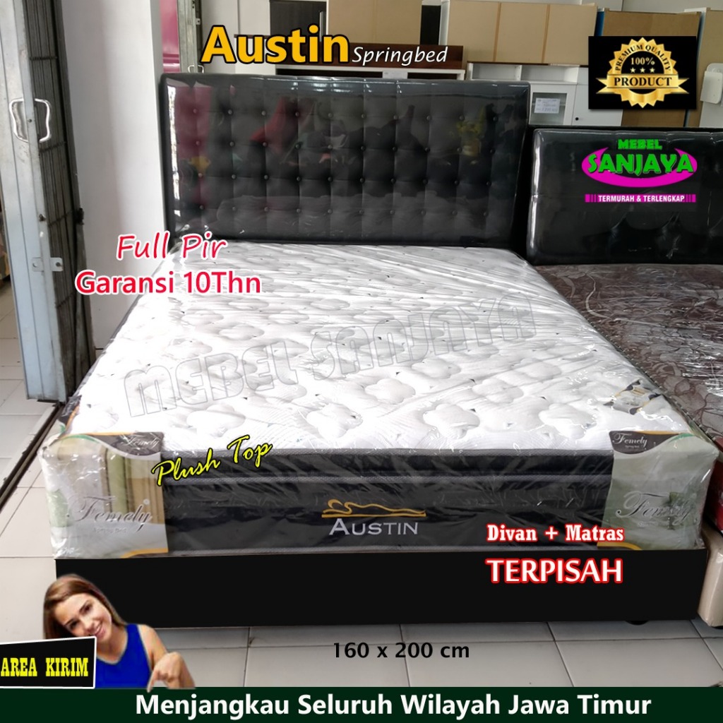 Jual Spring Bed Femely Premium Serie Austin tebal 30cm Sandaran Full ...
