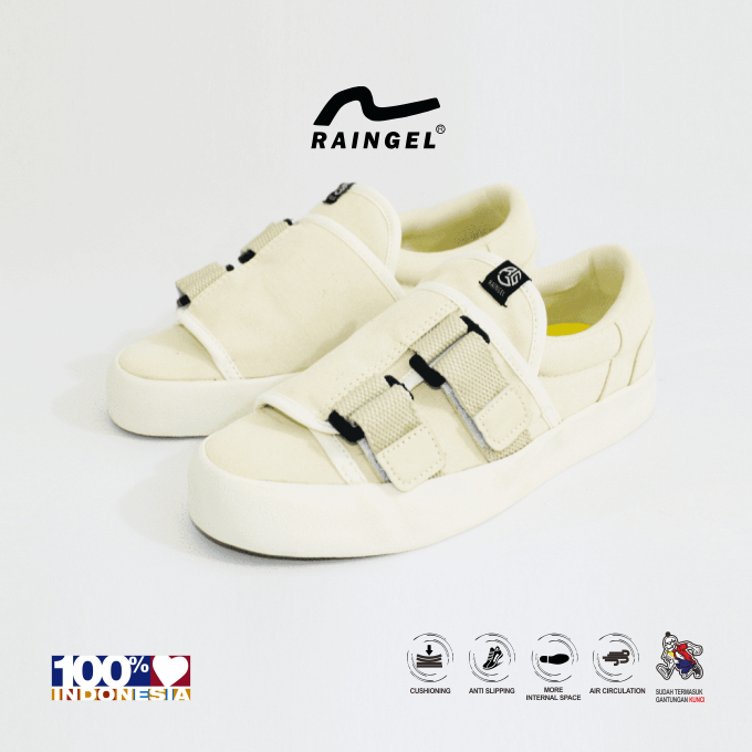 Jual RAINGEL RV 2 - sepatu slip on local brand - cream | Shopee Indonesia
