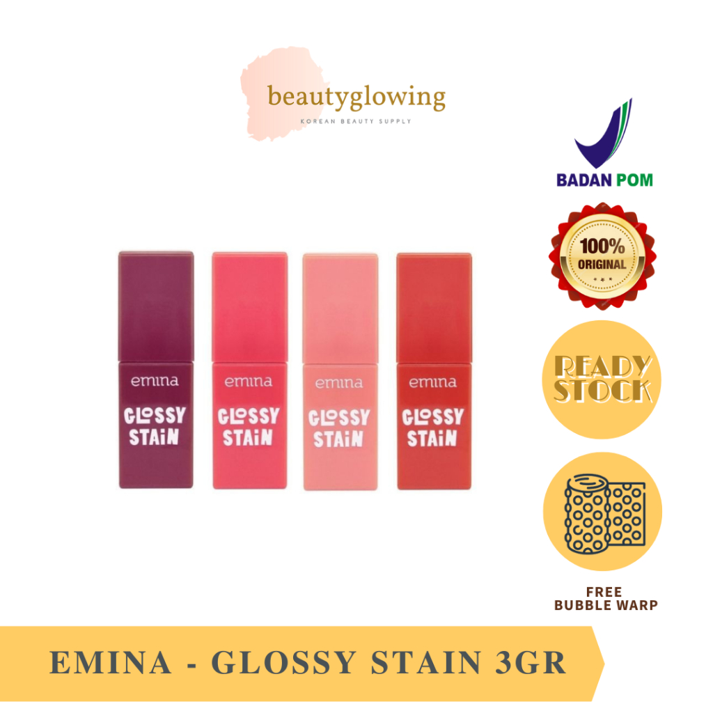Jual EMINA GLOSSY STAIN 3GR01 Autumn Bell 02 Apple Shower 03 Rainy