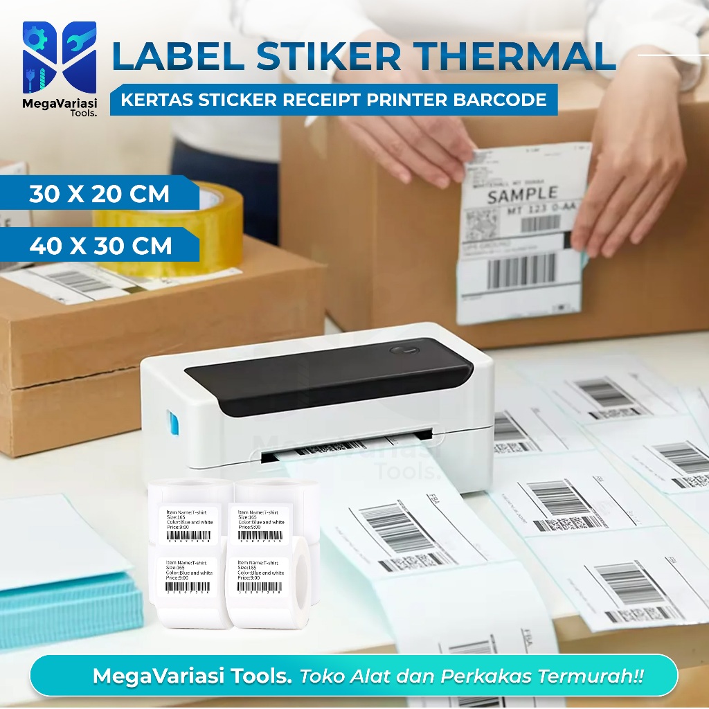 Jual Label Thermal Kertas Thermal 40x30 mm & 30X20 mm (1 LINE) Kertas ...