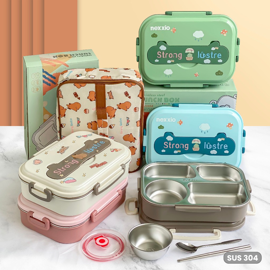 Jual Lunch Box Kotak Makan 3 Sekat 4 sekat SUS 304 Stainless Steel ...