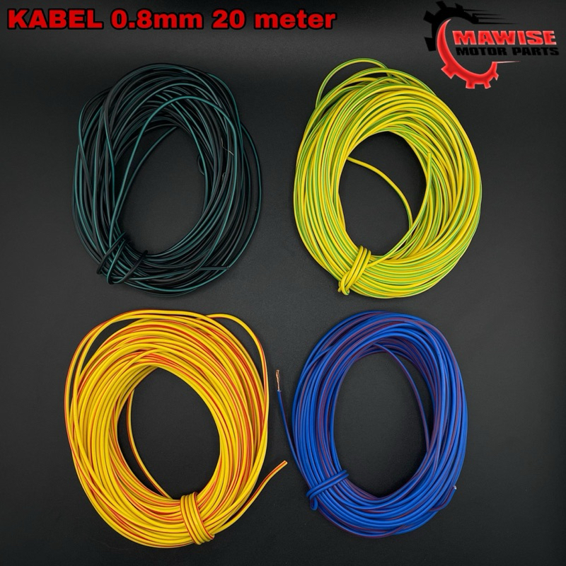Jual KABEL MOTOR 0.8 mm 20 meter KUNING HIJAU HITAM BIRU GARIS | Shopee ...